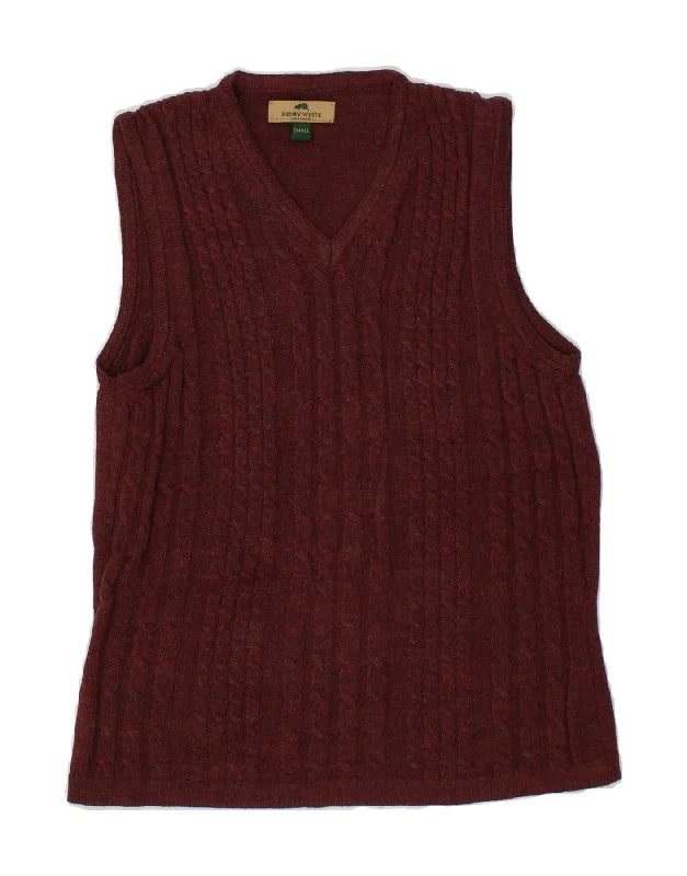 HENRY WHITE Womens Vest Tank Top UK 10 Small Maroon Wool lightweight tank top