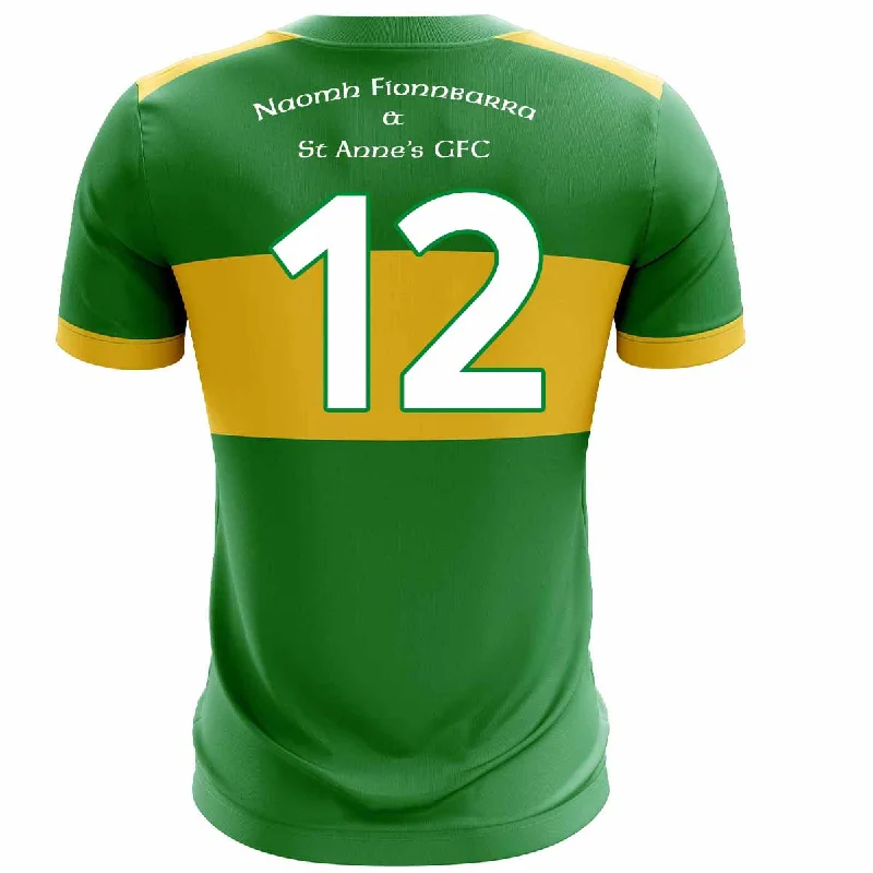 Mc Keever Naomh Fionnbarra & St Anne's GFG Numbered Playing Jersey - Adult - Green/Gold Boutique Jersey Tee Mc Keever Naomh Fionnbarra & St Anne's GFG Numbered Playing Jersey - Adult - Green/Gold Boutique Jersey Tee