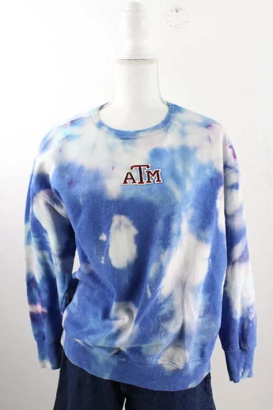 Vintage ATM Tie Dye Sweatshirt (M) Hoodie with Hem Elastic Stretchable Comfortable