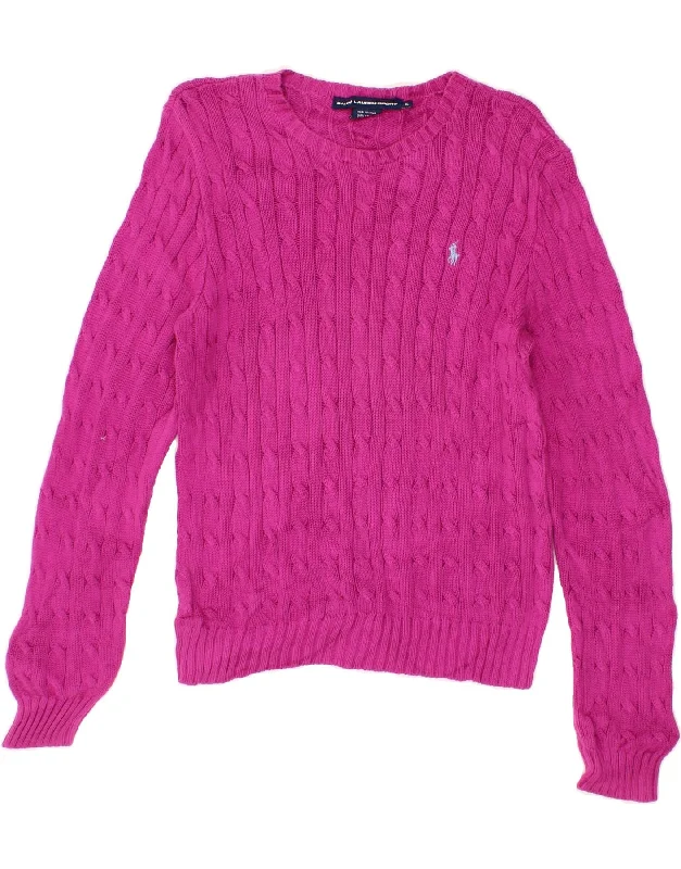 RALPH LAUREN Womens Boat Neck Jumper Sweater UK 18 XL Pink Cotton Fleece Fabric Down Fabric Feather Fabric