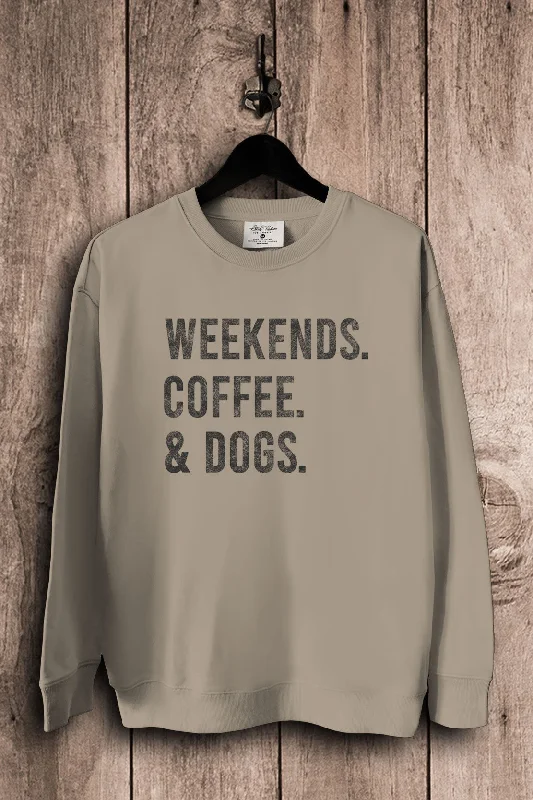 Weekends Coffee & Sweatshirt (Size Small) Hoodie with Hidden Zipper Minimalist Clean
