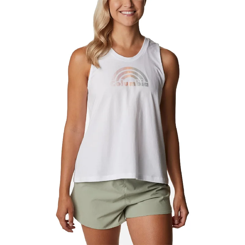 Women's Columbia North Cascades Tank White/Rainbow Shimmer spandex blend tank