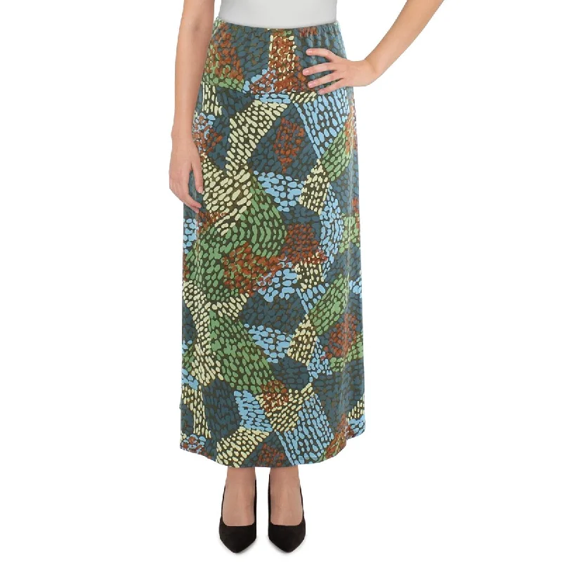 24seven Comfort Apparel Womens Plus Printed Long Midi Skirt corduroy skirt durable