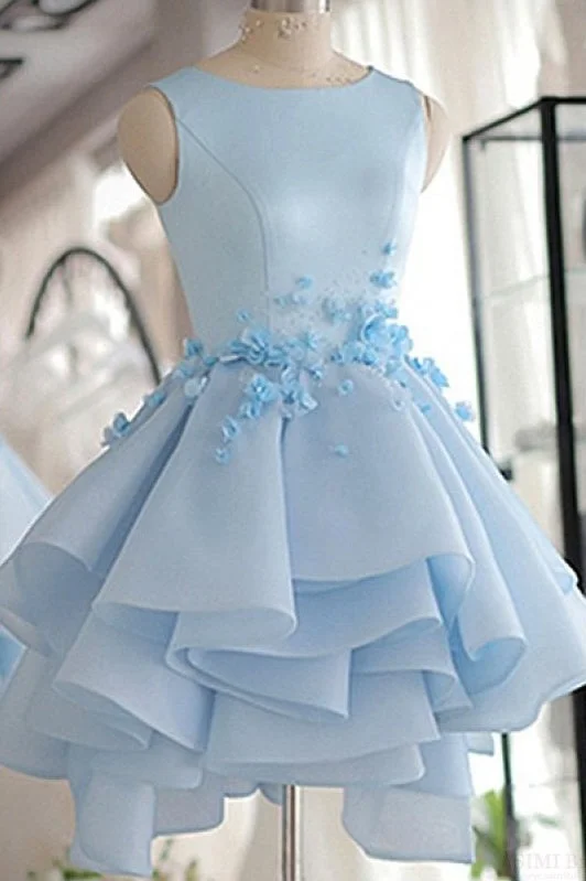 Round Neckline Light Blue Homecoming Dresses Cute Dresses Tunics Travel practical
