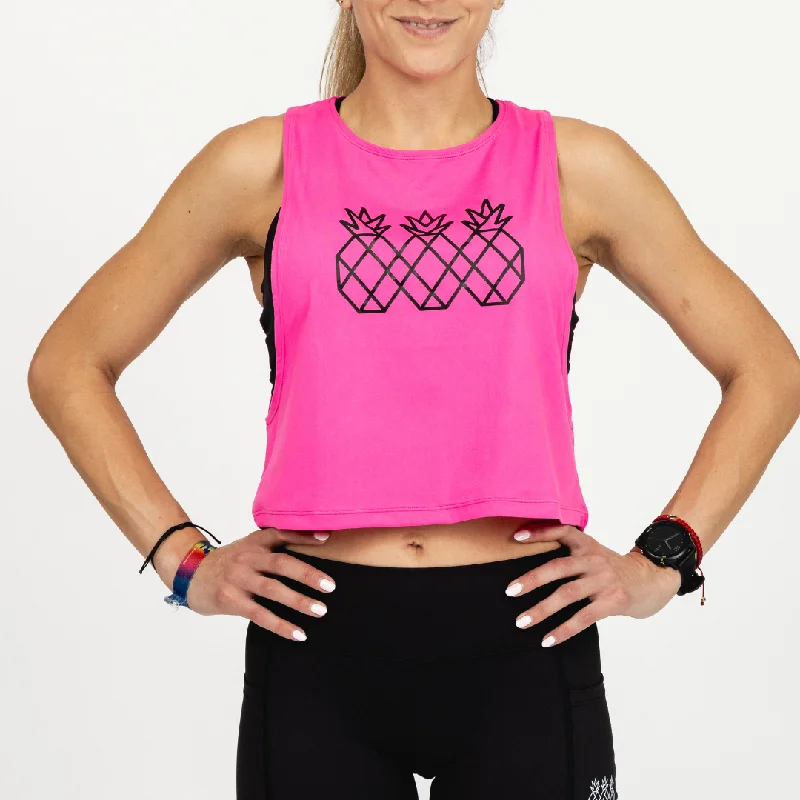 Women's Muscle Tank Crop | Hot Pink & Black lime green tank