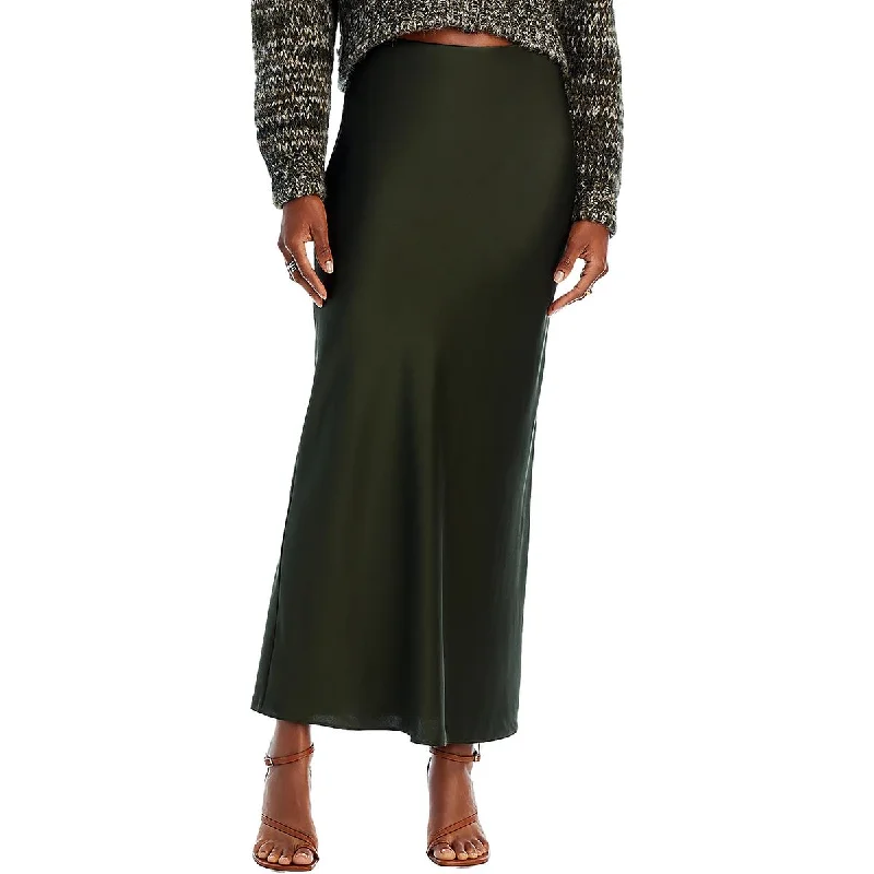FRAME Womens Silk Column Maxi Skirt button skirt front