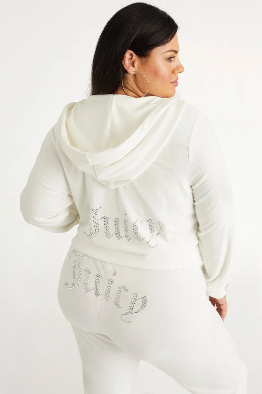 Plus-Size OG Big Bling Velour Hoodie Hoodie with Batwing Sleeves Loose Dramatic