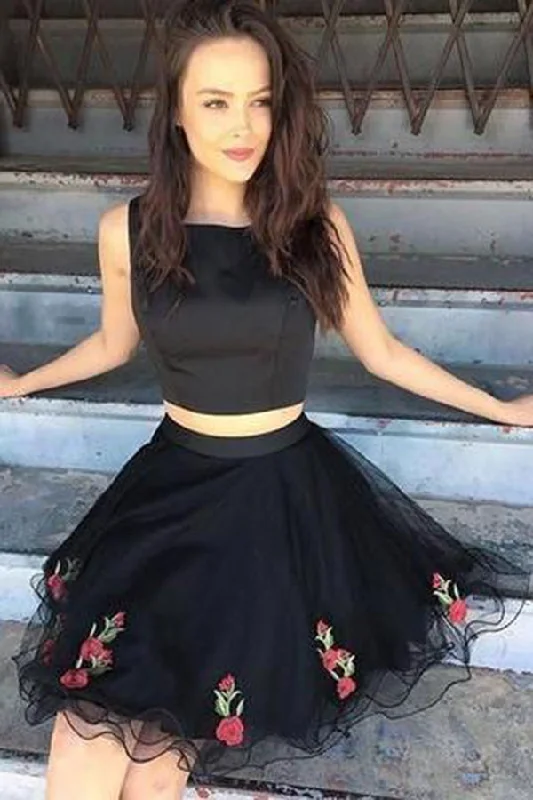 Cute Two Piece With Appliques Little Black Dresses Homecoming Dresses Tunics Solid Classic Cute Two Piece With Appliques Little Black Dresses Homecoming Dresses Tunics Solid Classic