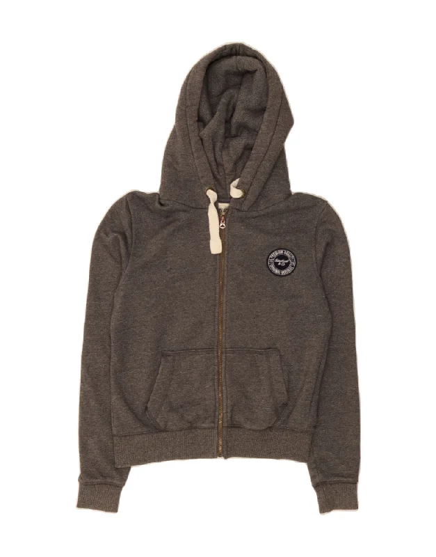SOUL CAL Womens Oversized Zip Hoodie Sweater UK 10 Small  Grey Cotton Hooded Sweater Collared Sweater Shawl Collar