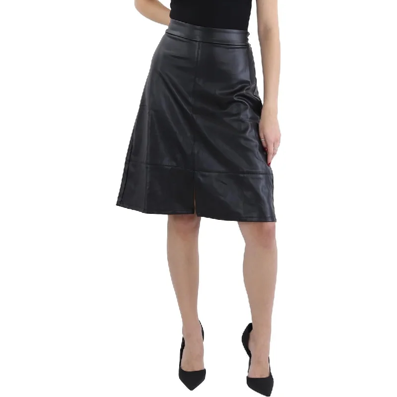 NYDJ Womens Faux Leather A-Line A-Line Skirt denim skirt classic