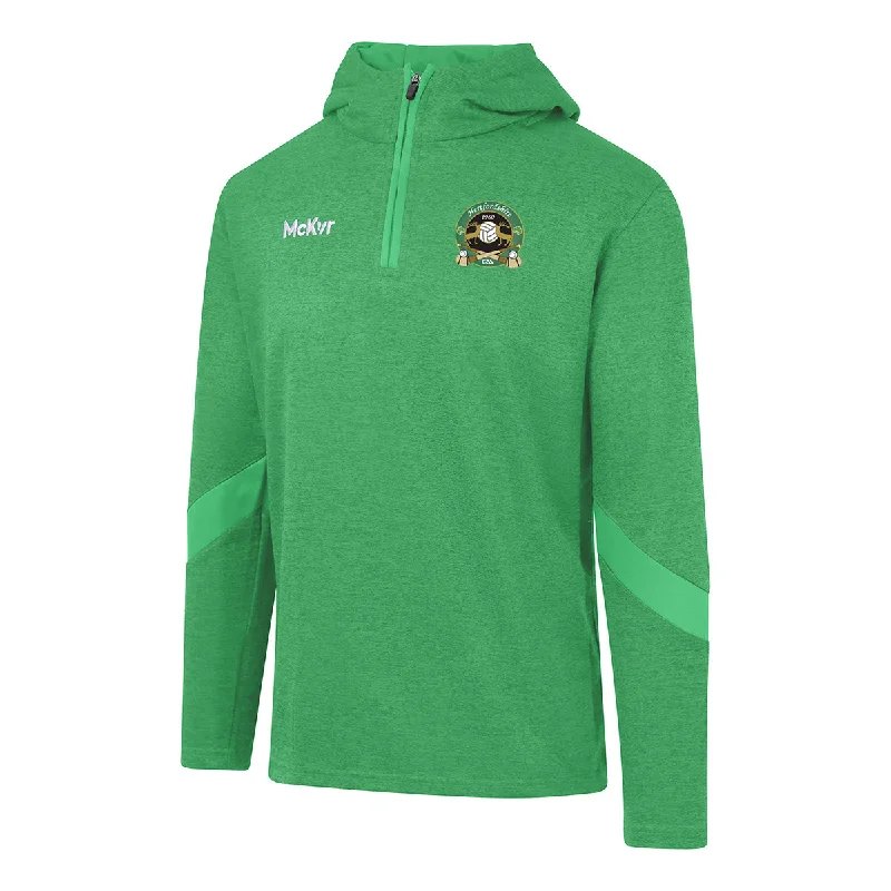 Mc Keever Hertfordshire GAA Core 22 1/4 Zip Hoodie - Adult - Green Hoodie with Hem Raw Edge Edgy Unfinished