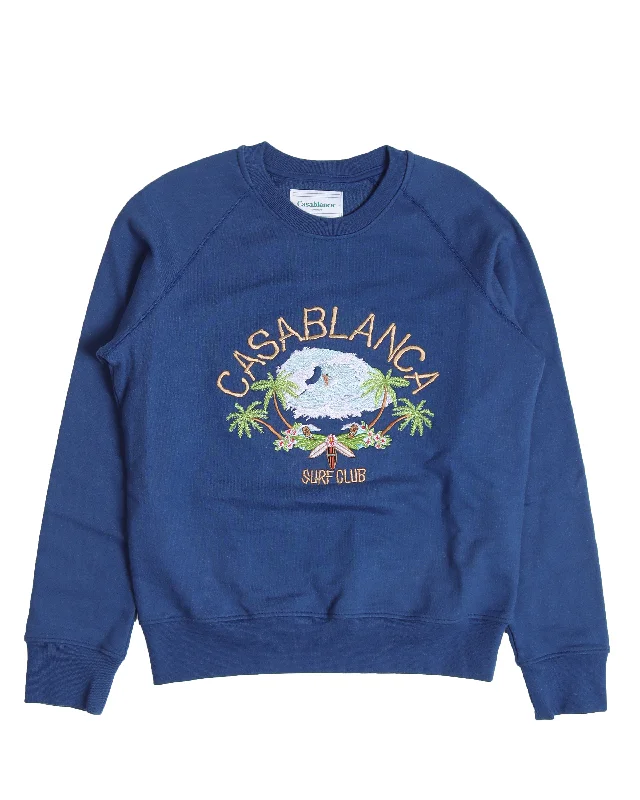 "Surf Club" Embroidered Sweatshirt Hoodie Sweatshirt Pullover