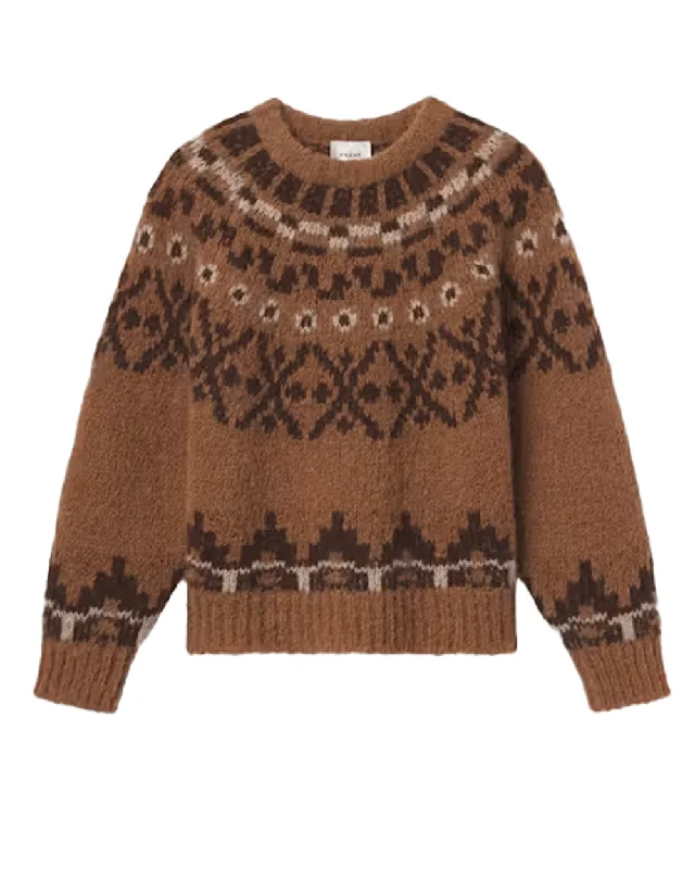 Camel Multi Fair Isle Sweater Modern Contemporary Chic