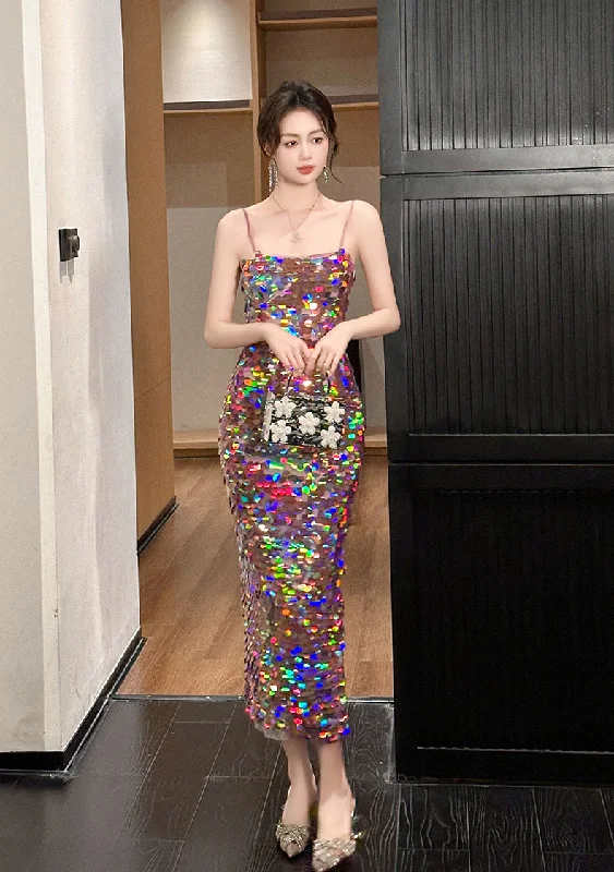 Women Slip Sequins Elegant Evening Dress Tunics Leisure comfortable