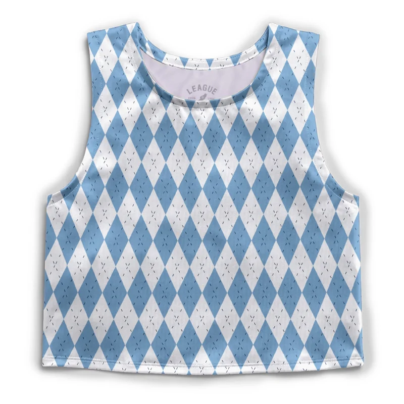 Carolina Blue Argyle Cropped Tank Top Athletic Fit stylish tank top