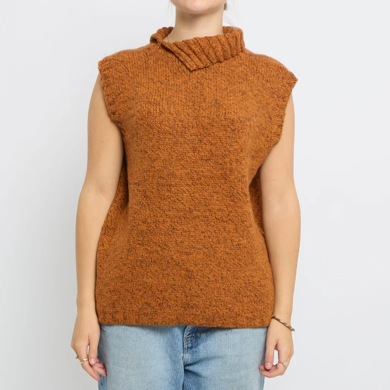 Turtle Neck Sweater Vest - UK 16 Spandex Blend Rayon Blend Denim Blend