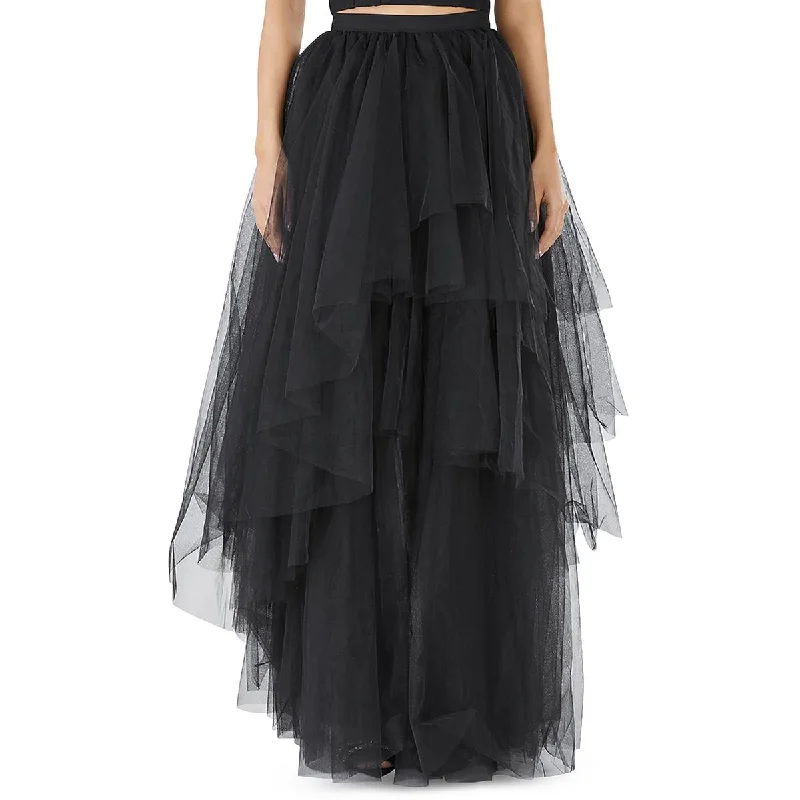 BCBGMAXAZRIA Womens Full Length Tulle Maxi Skirt linen skirt natural