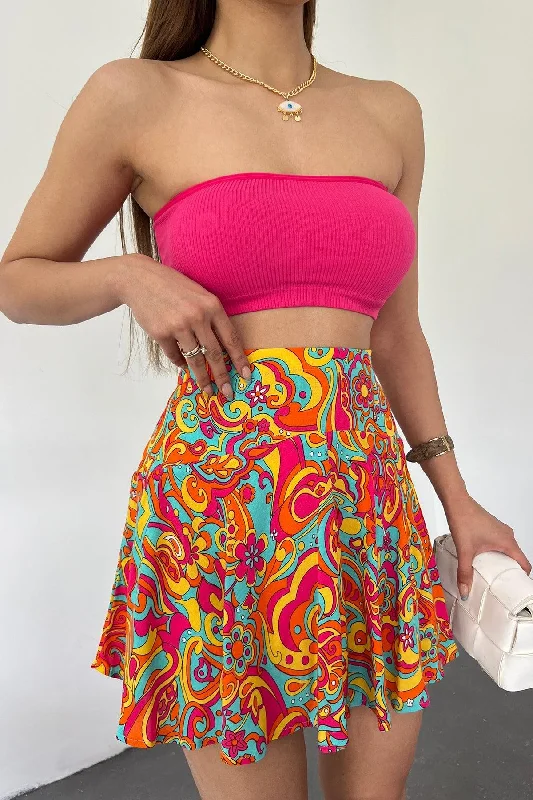 Women's Blue Orange Viscose Fabric Summer Shorts Skirt 1905 silk skirt luxurious