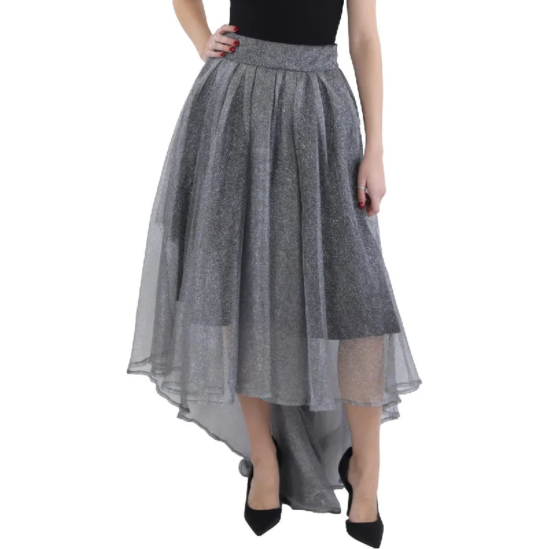 Gracia Womens Asymmetric Midi Asymmetrical Skirt velvet skirt plush