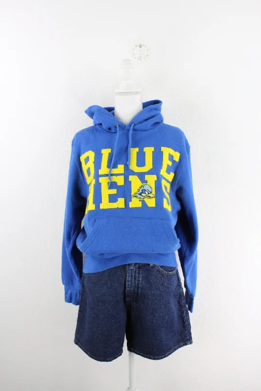 Vintage Blue Hens Hoodie (S) Hoodie with Camouflage Military Edgy