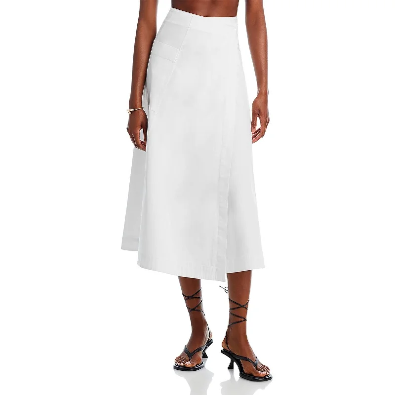 Proenza Schouler Womens Midi Poplin Wrap Skirt midi skirt versatile
