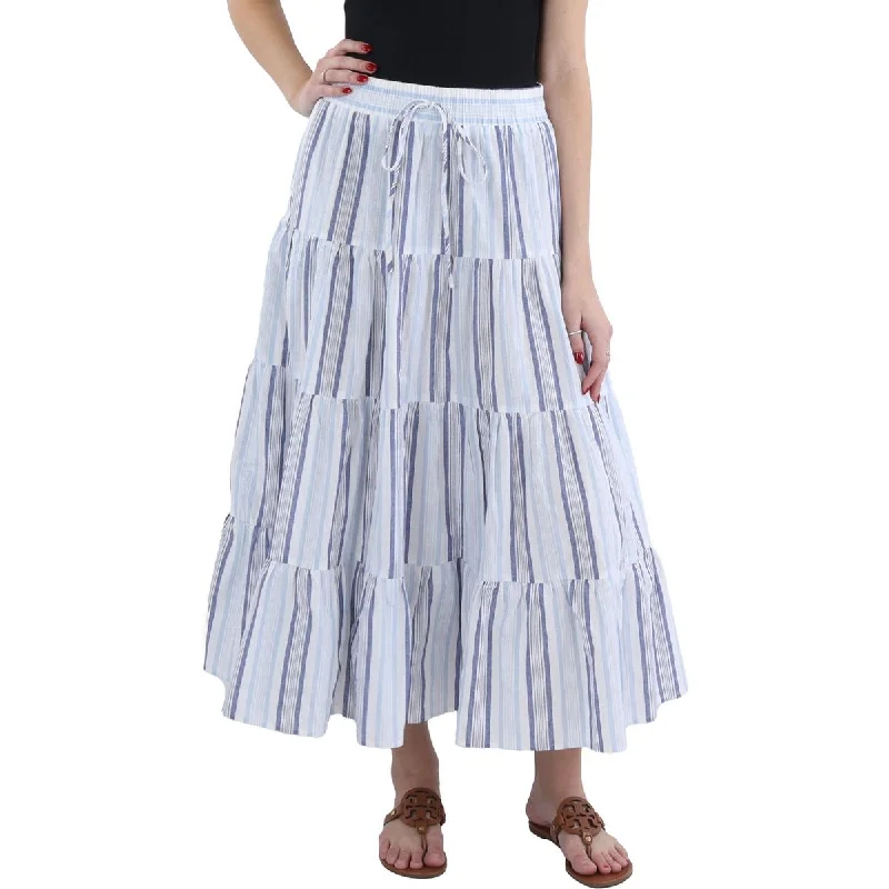 Aqua Womens Maxi Striped Maxi Skirt denim skirt durable