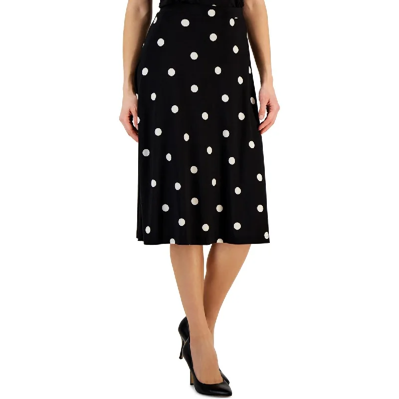 Kasper Womens Petites Printed Below Knee Midi Skirt lightweight skirt design