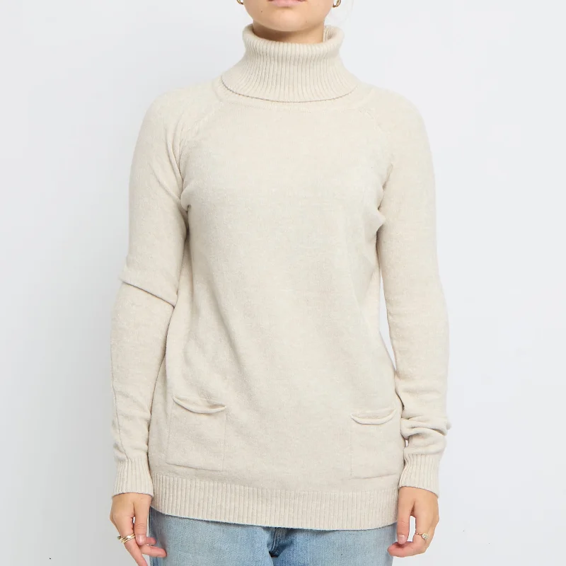 Turtleneck Fine Knit Sweater - UK 10 Neon Metallic Matte