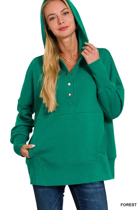 Half And Half Forest Half Button Pullover Hoodie (Size M) Hoodie Jacket Zipper Layering