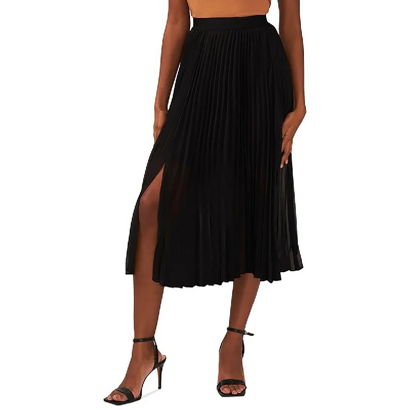 Sam and Jess Womens Pleated Mid Calf A-Line Skirt denim skirt casual