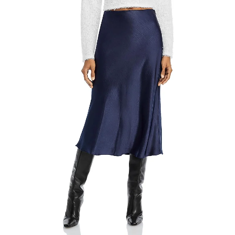 Aqua Womens Zipper Midi Midi Skirt silk skirt sleek