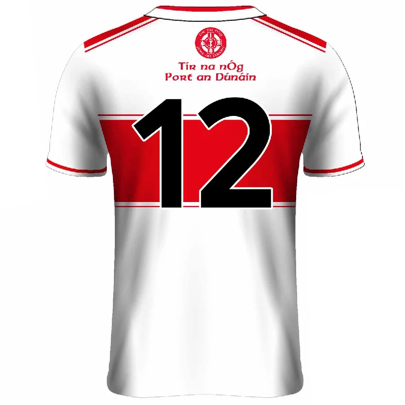 Mc Keever Tir na nOg GAA Numbered Playing Jersey - Womens - White Striped Jersey Top Mc Keever Tir na nOg GAA Numbered Playing Jersey - Womens - White Striped Jersey Top