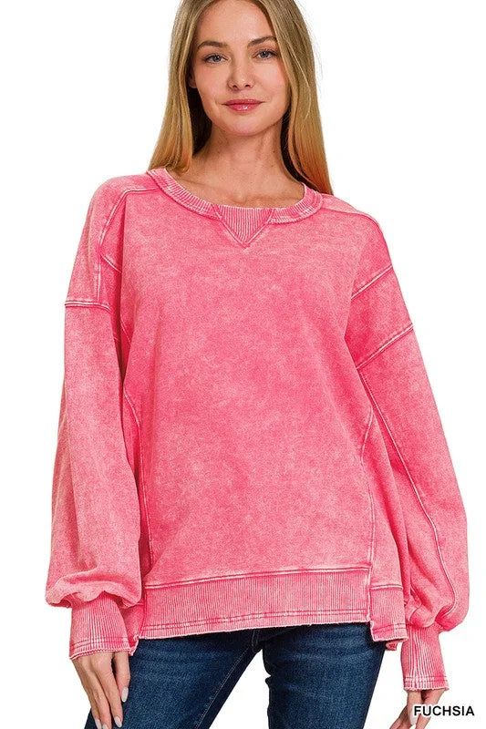 In Love Fuchsia Pullover Crewneck Sweatshirt (Size L/XL) Hoodie with Hem Elastic Stretchable Comfortable