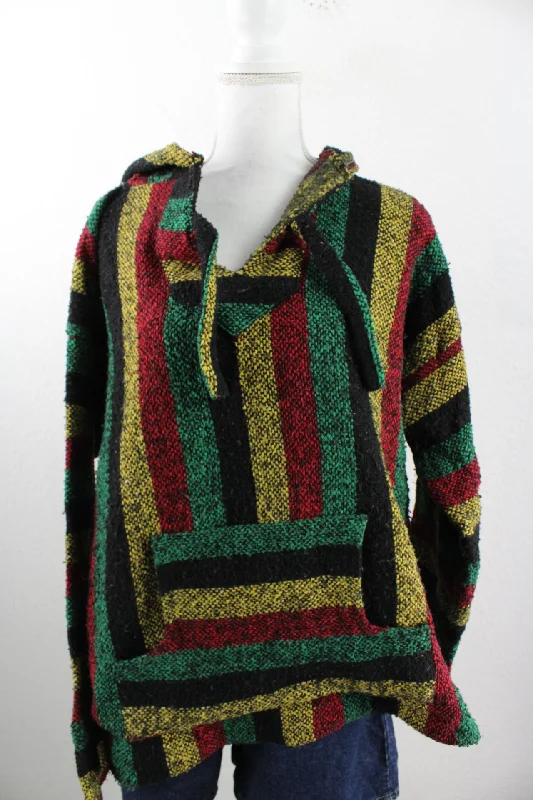 Vintage Striped Hoodie (XL) Hoodie with Slit Hem Functional Movement