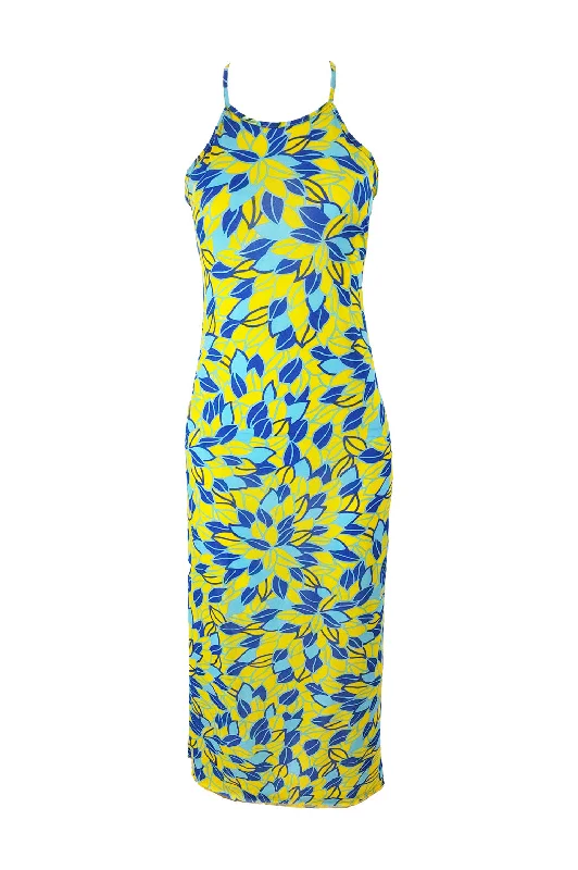 Fiorucci Vintage Womens Tropical Maxi Slip Dress Tunics Party sparkling