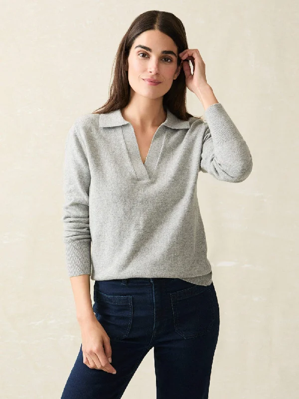 Faherty Jackson Sweater Polo Denim Fabric Leather Fabric Suede Fabric