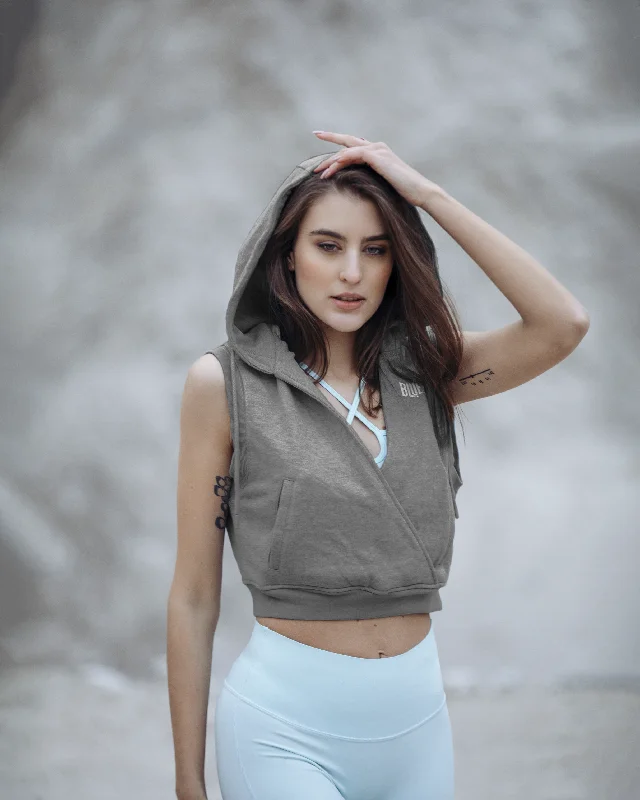 Women's Crop Hoodie-Cloud Cover Hoodie with Crew Neck Simple Timeless