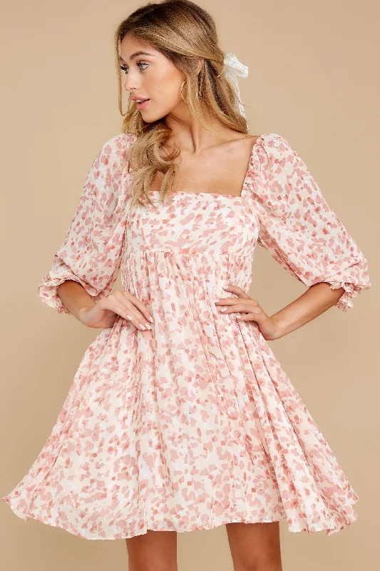 Kiss Goodbye Pink Floral Print Dress A-Line Day Work