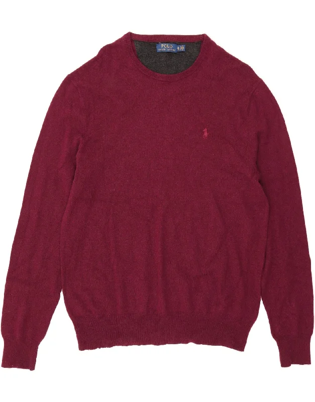 POLO RALPH LAUREN Womens Crew Neck Jumper Sweater UK 18 XL Burgundy Solid Print Embellished POLO RALPH LAUREN Womens Crew Neck Jumper Sweater UK 18 XL Burgundy Solid Print Embellished