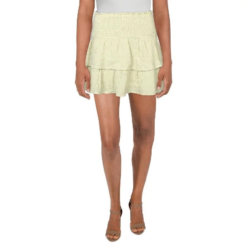 Le Lis Womens Cotton Tiered Mini Skirt denim skirt casual