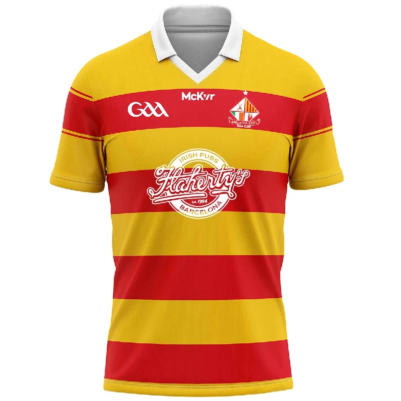 Mc Keever Barcelona Gaels Home Jersey - Adult - Saffron/Red Player Fit Cream Jersey Tee