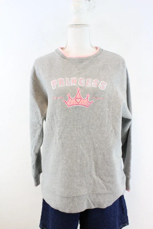 Vintage Princess Sweatshirt (L) Hoodie with Metallic Shiny Futuristic