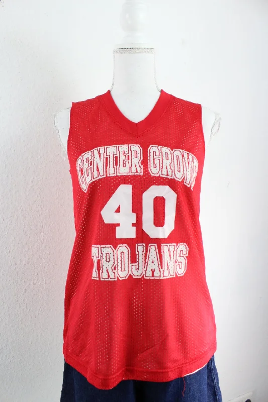 Vintage Red Jersey (M) One Shoulder Jersey Shirt