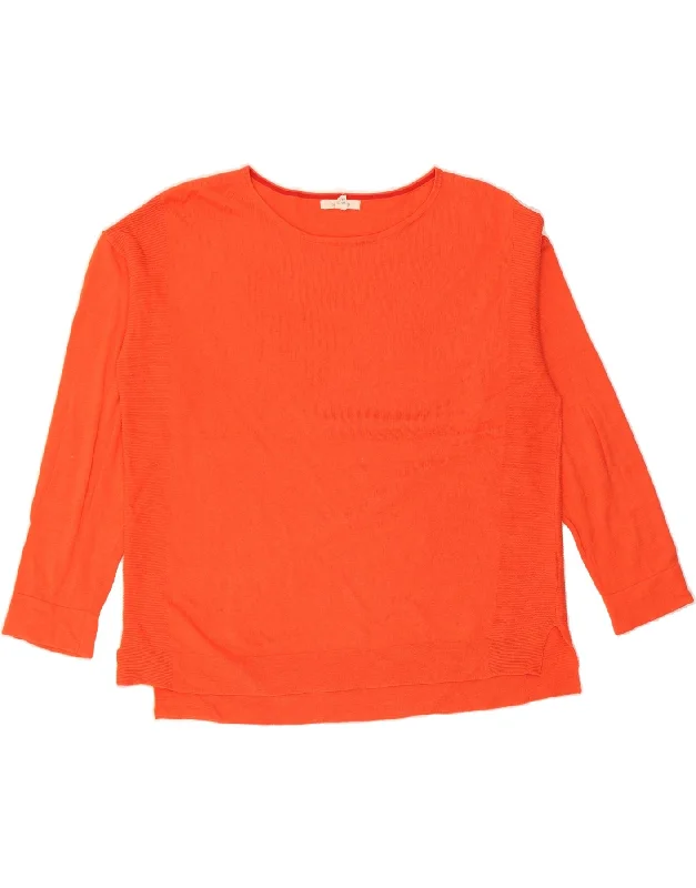 WHITE STUFF Womens Oversized Boat Neck Jumper Sweater UK 16 Large Orange Welt Pockets Slit Pockets Flap Pockets