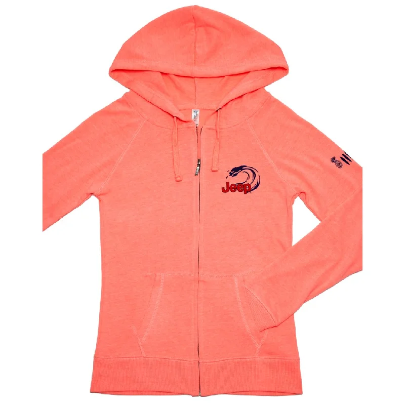 Ladies Jeep® Beachin' Good Time Zip-Hoodie Hoodie with Hem Applique Textured Unique