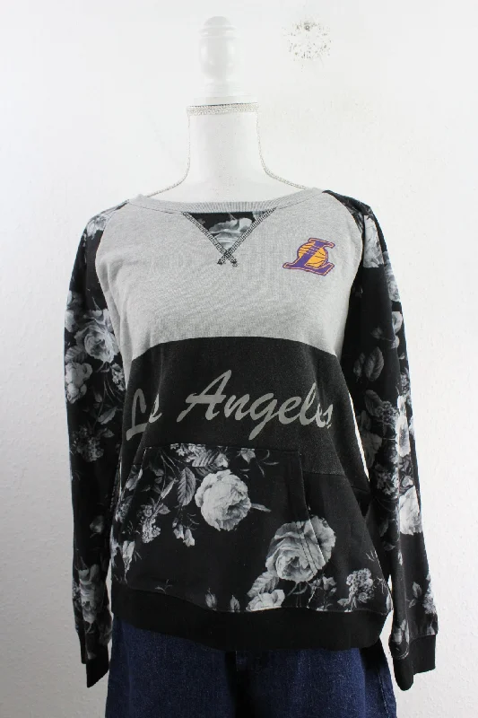 Vintage LA Sweatshirt (L) Hoodie with Applique Textured Unique