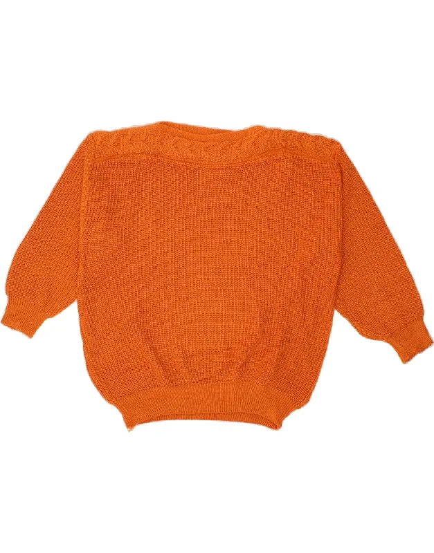 VINTAGE Womens Boat Neck Jumper Sweater EU 46 XL Orange Viscose Bright Pastel Dark