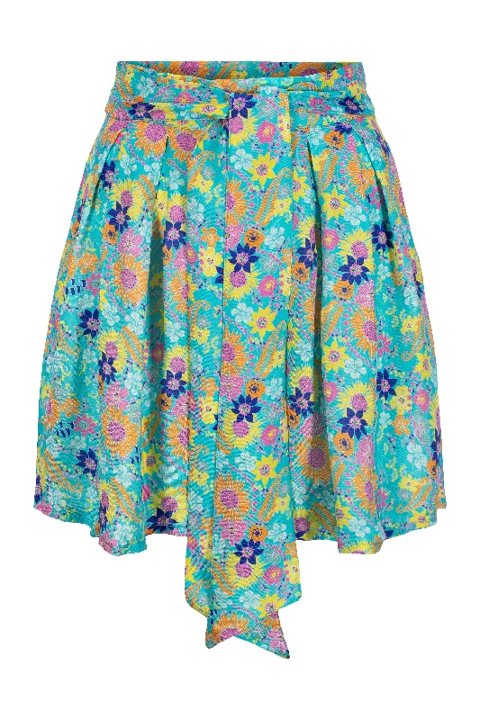Cream Violet Skirt - Villblomst Blue wool skirt breathable