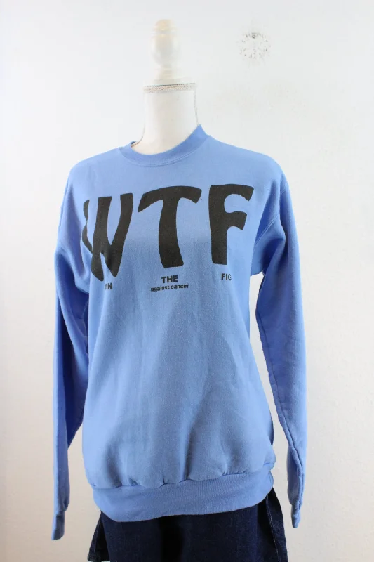 Vintage WTF Sweatshirt (S) Hoodie with Hem Embroidery Detailed Premium