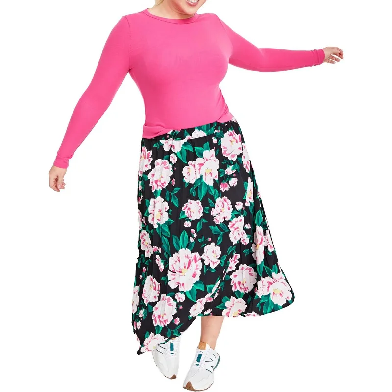 On 34th Womens Pleated Mid Calf A-Line Skirt lace skirt elegant